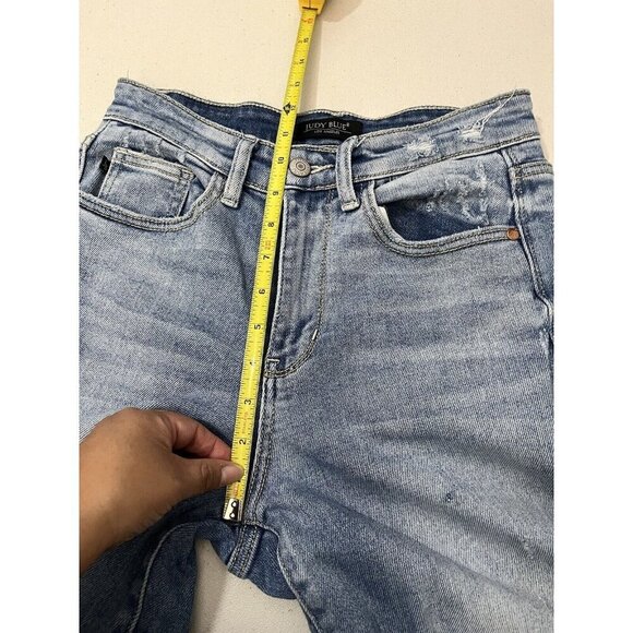 Judy Blue Denim Straight Leg Fit Distressed Light Wash Jeans Women 3/26 - Picture 10 of 11